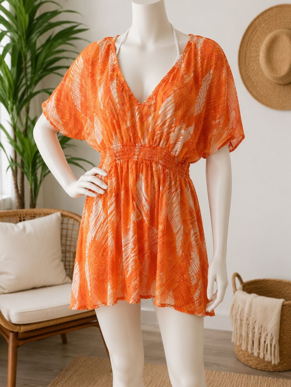 Cute Orange Cover Up Dress